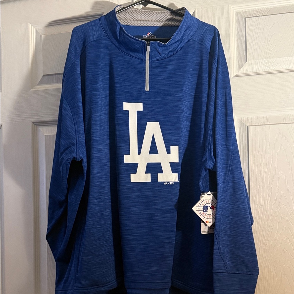 #155 - NWT Majestic Royal Blue Quarter-Zip Pullover LA Dodger’s Pull Over
